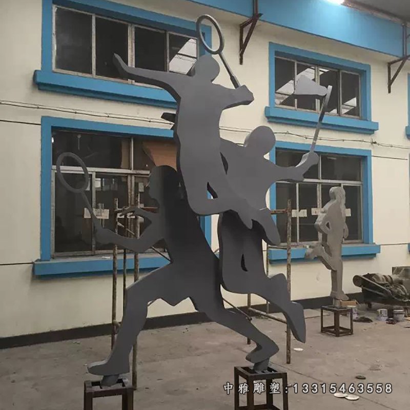 不锈钢打羽毛球雕塑,广场不锈钢雕塑 (2)