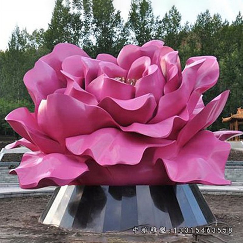 不锈钢花朵雕塑,公园景观摆件 (2)