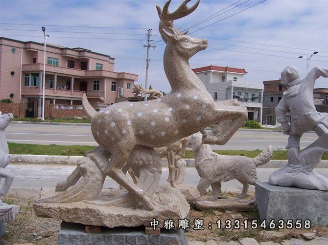 石雕小鹿,公园梅花鹿石雕 (4)