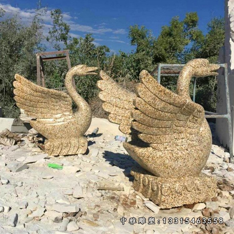 喷泉天鹅石雕,小区景观石雕 (2)