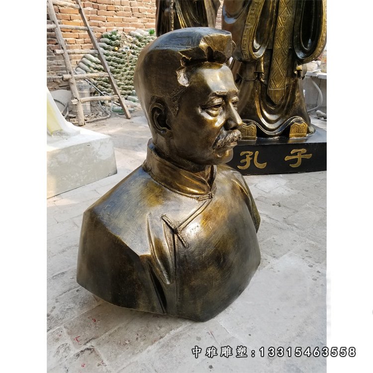 玻璃钢仿铜鲁迅胸像雕塑，名人雕塑 (1)