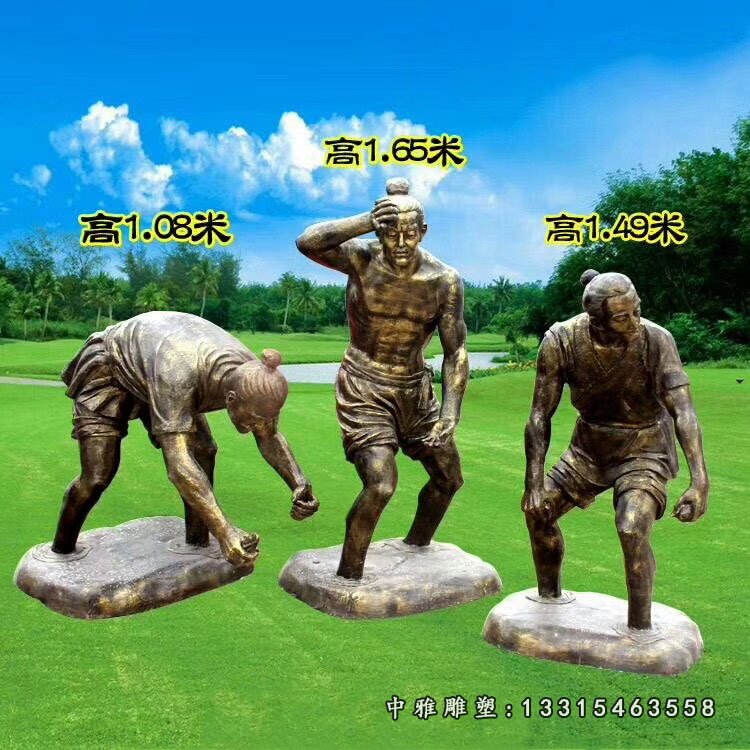 插秧的农民铜雕 (2)