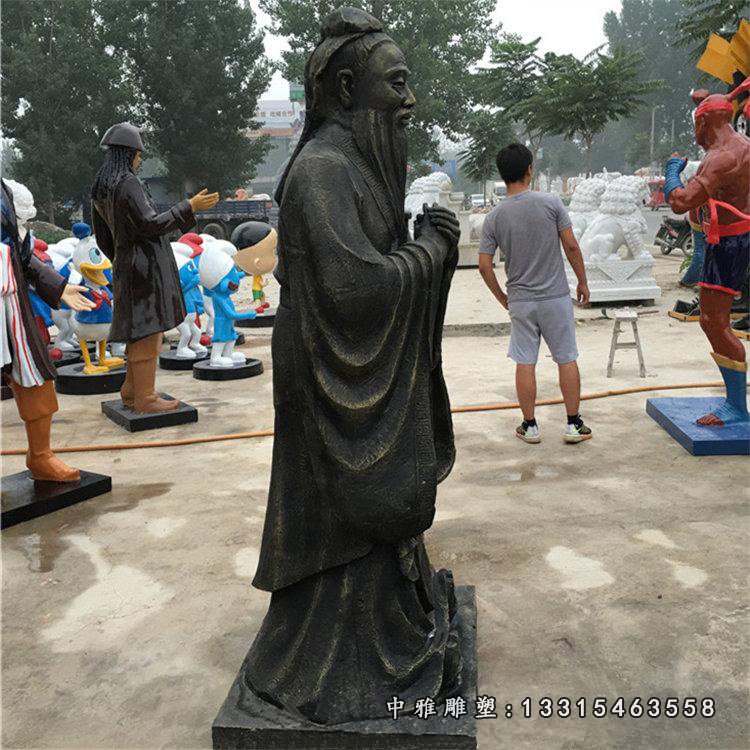 玻璃钢仿铜孔子雕塑,校园人物摆件 (2)
