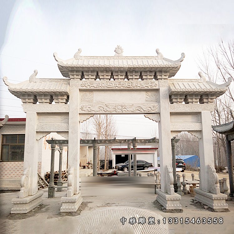 村庄石牌坊,大理石三门牌坊