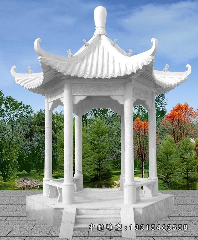汉白玉亭子,六角石凉亭