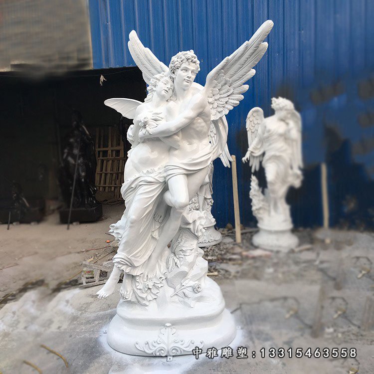 汉白玉天使情侣 石雕广场人物雕塑