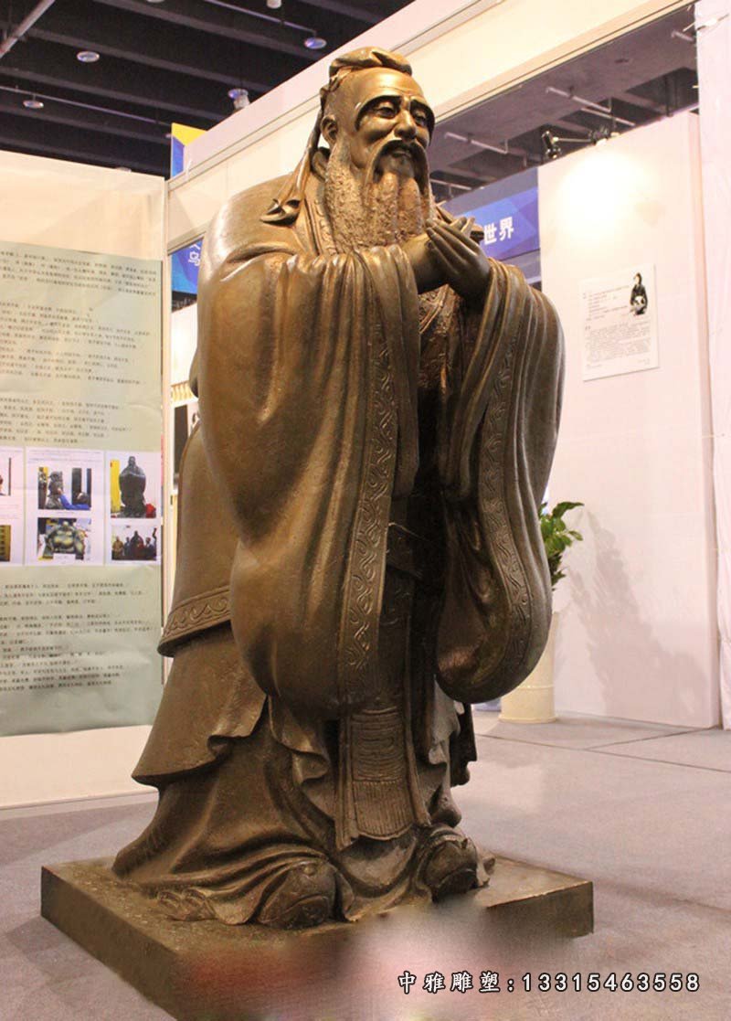 玻璃钢仿铜孔子行教像 校园古代名人孔子雕塑 (6)