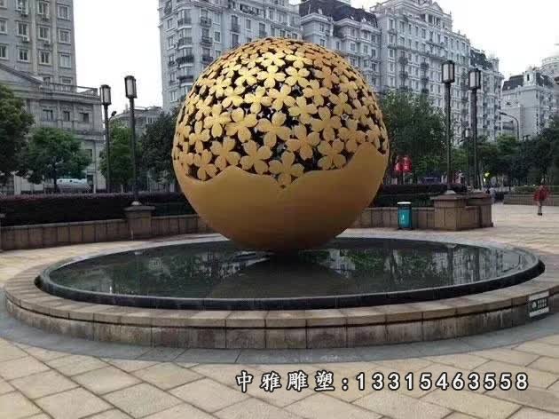 不锈钢广场镂空花球雕塑