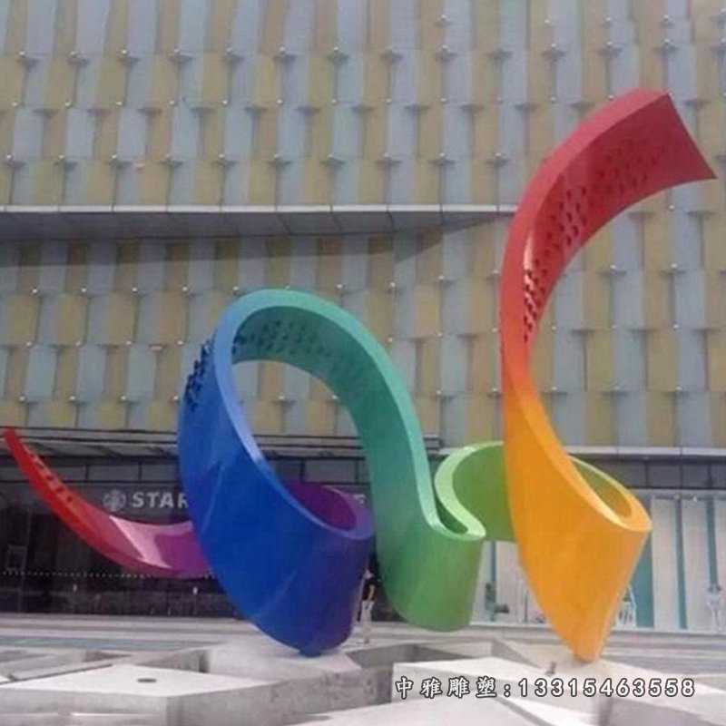 不锈钢彩色飘带 企业景观雕塑