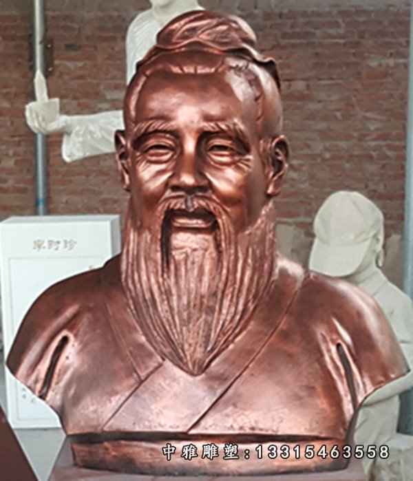 孔子胸像铜雕，校园孔子雕塑 (2)
