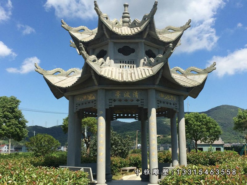 大理石六角亭雕塑
