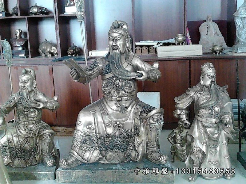 铜雕关公雕塑,关公读书雕塑