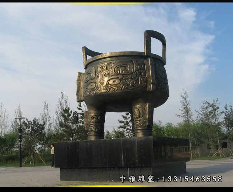 大型铜鼎雕塑,三足铜鼎雕塑