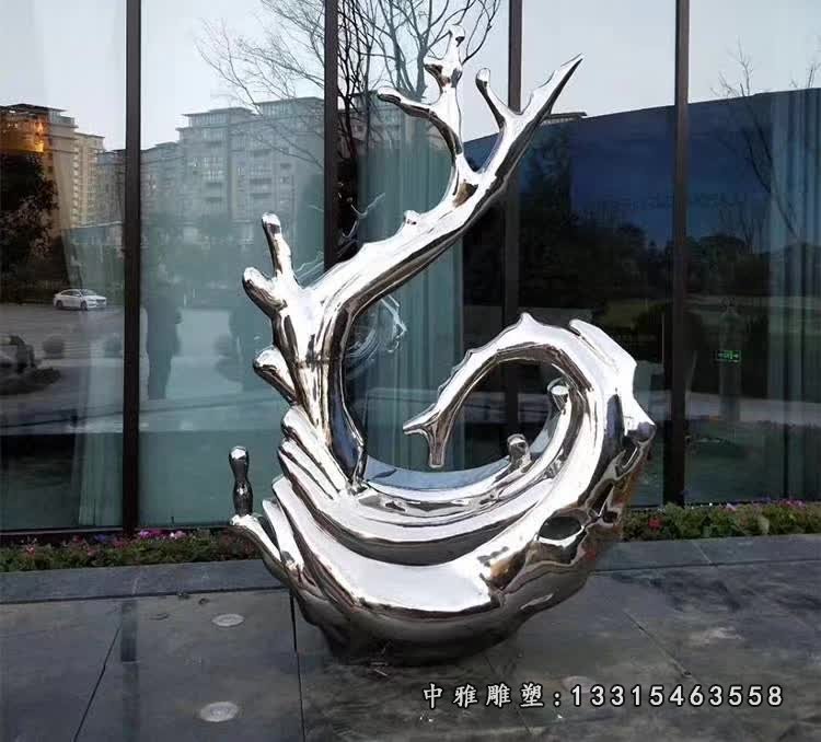 不锈钢电镀海浪雕塑