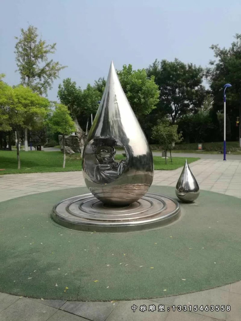 不锈钢公园电镀水滴雕塑