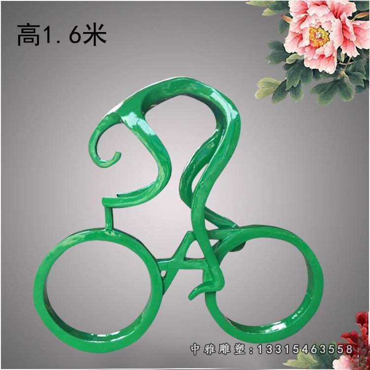 不锈钢抽象半身骑车 体育广场景观雕塑 (7)