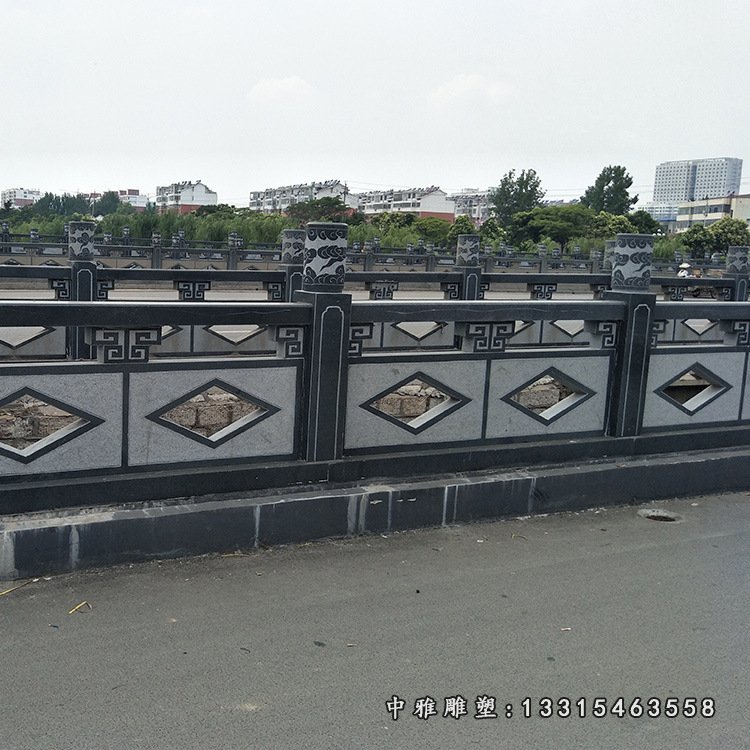 花岗岩石雕栏杆寺庙 公园河道大桥石栏杆 定制仿古石雕栏板7413