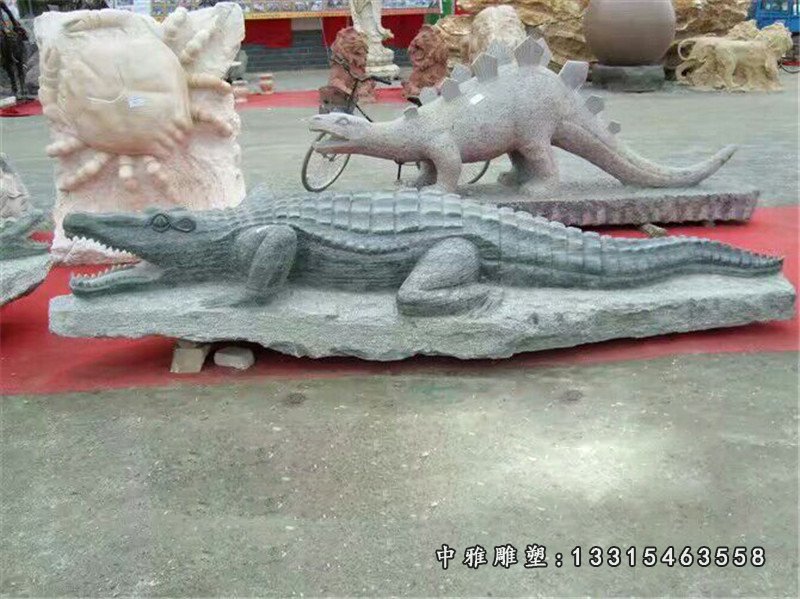 公园动物石雕,鳄鱼石雕 (1)