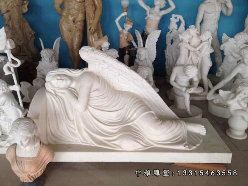 睡着的天使石雕,汉白玉西方人物