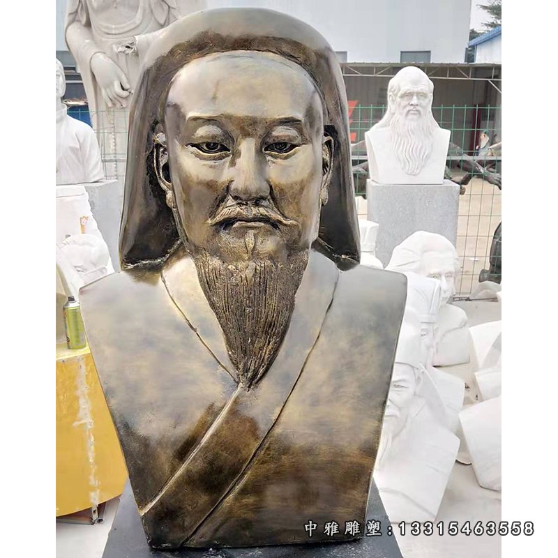 成吉思汗铁木真头像铜雕 (1)