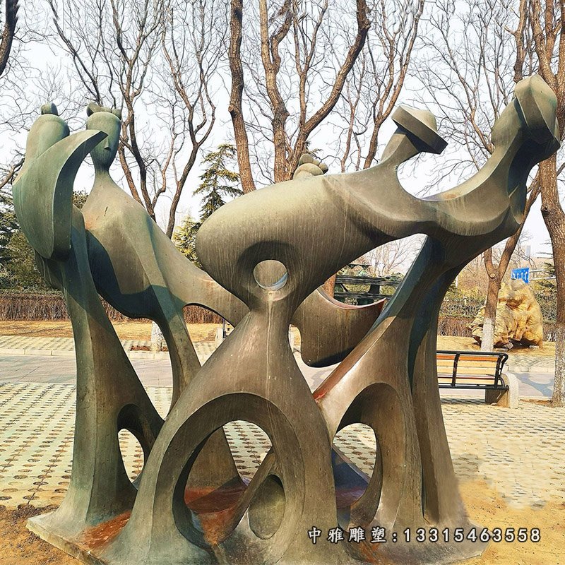 跳舞的抽象古代美女铜雕 (2)