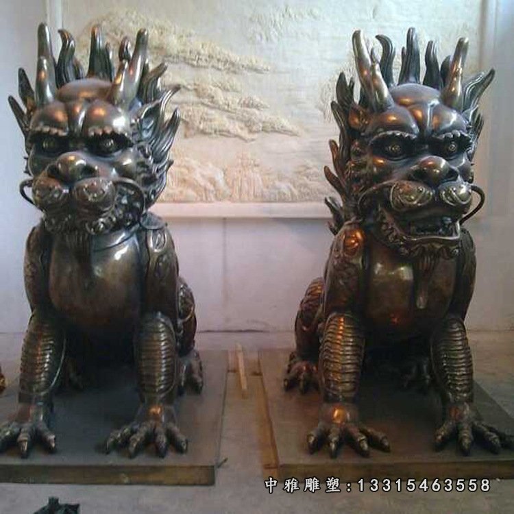 古代瑞兽麒麟铜雕