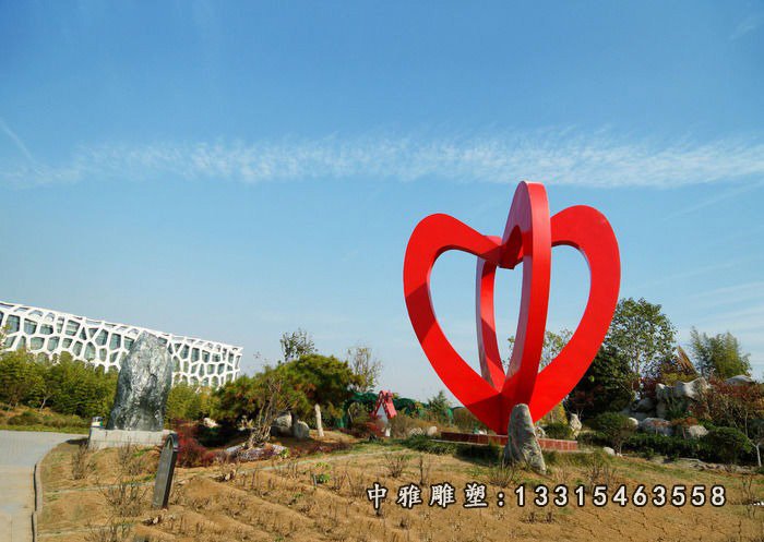 不锈钢空心爱心雕塑 公园爱情雕塑