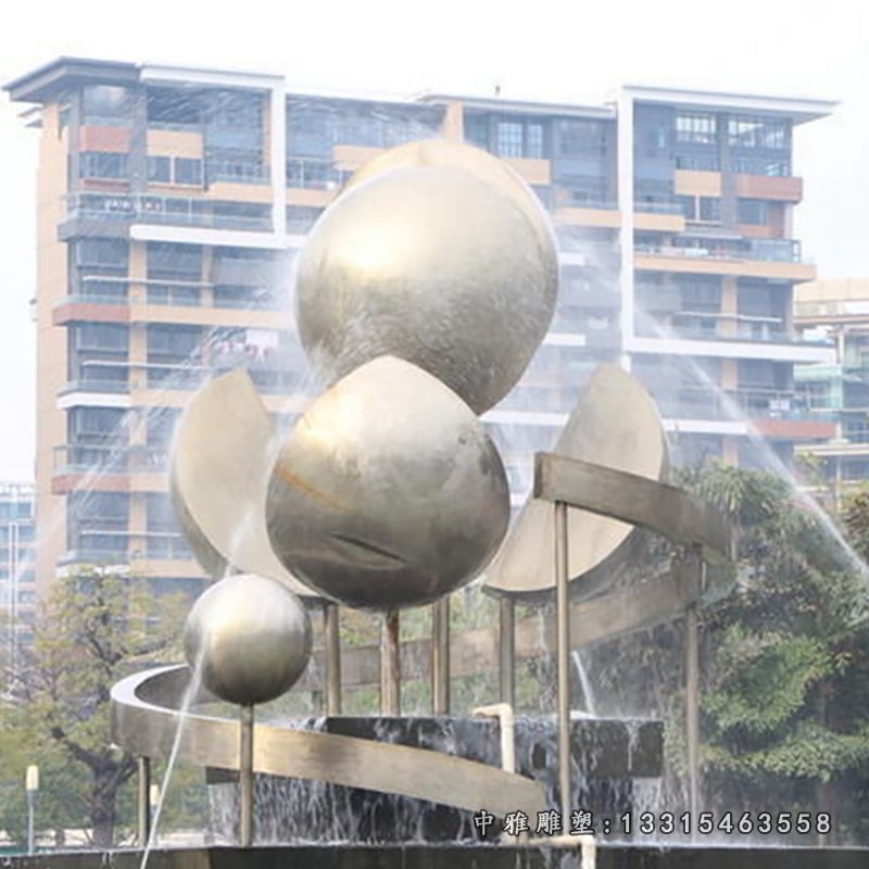 不锈钢水球相连 小区景观雕塑