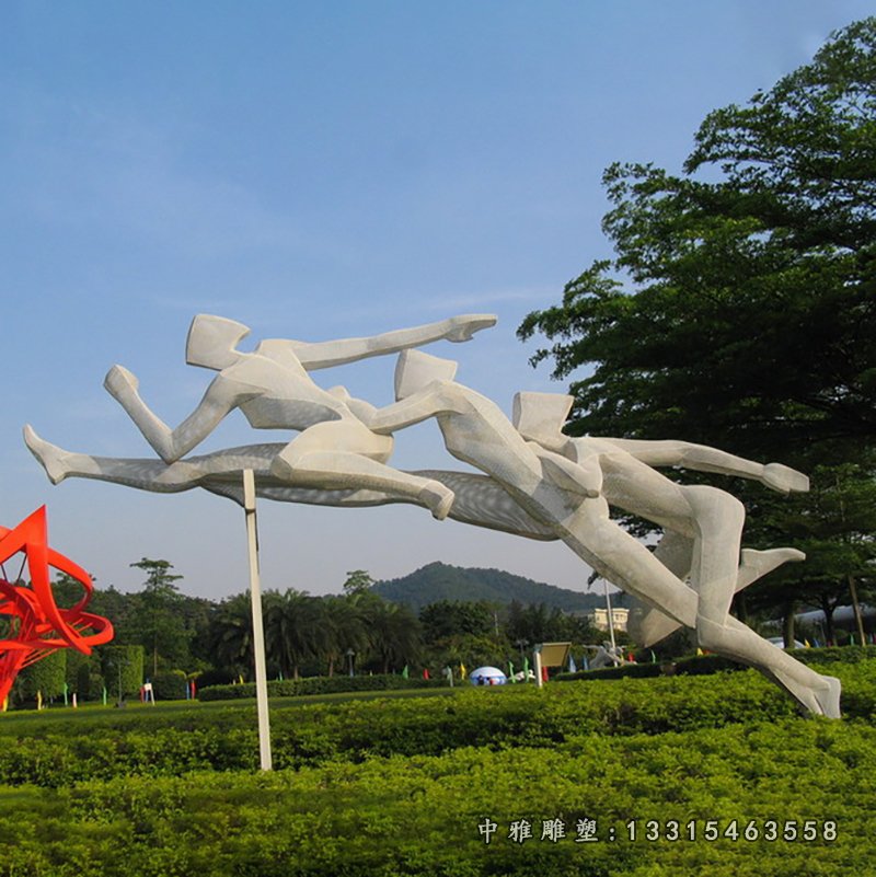 跨栏雕塑,不锈钢运动雕塑 (3)