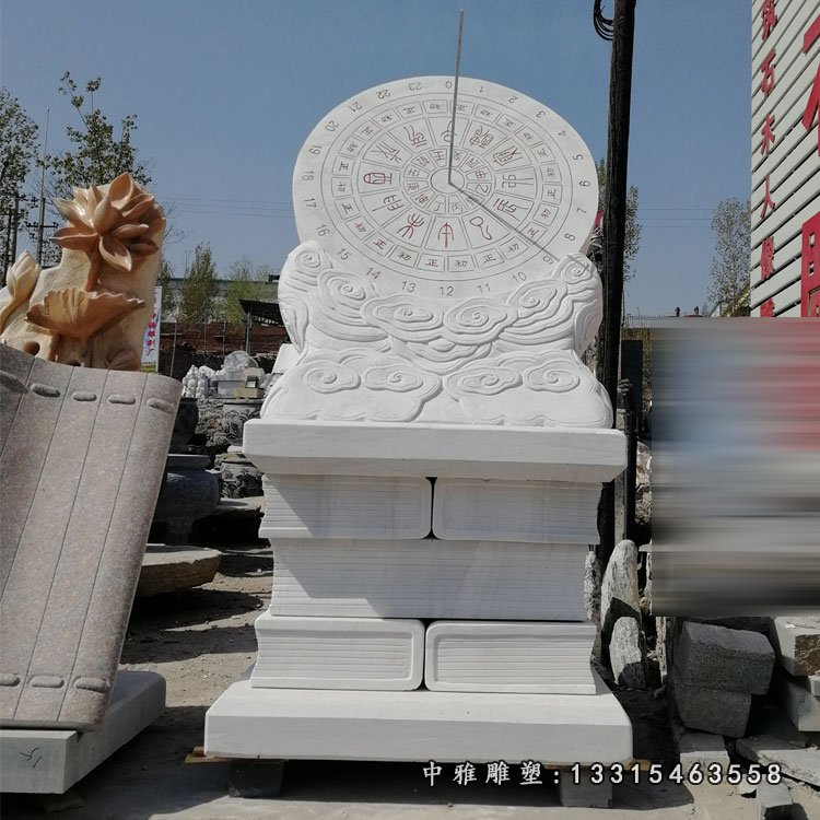 汉白玉赤道式日晷 石雕广场景观雕塑 (4)