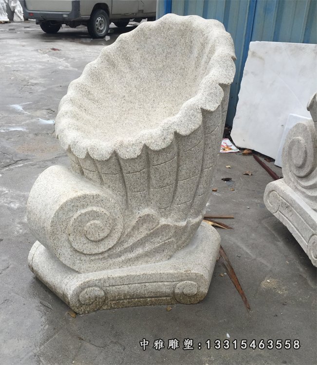 大理石喇叭花盆 石雕小区景观摆件 (3)