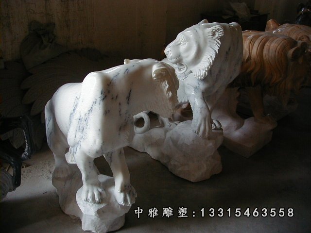 老虎石雕,大理石老虎雕塑