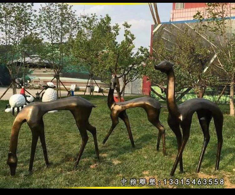 抽象小鹿铜雕,小区景观铜雕