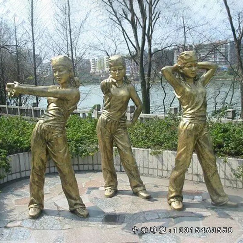 跳舞的人物铜雕,公园人物雕塑