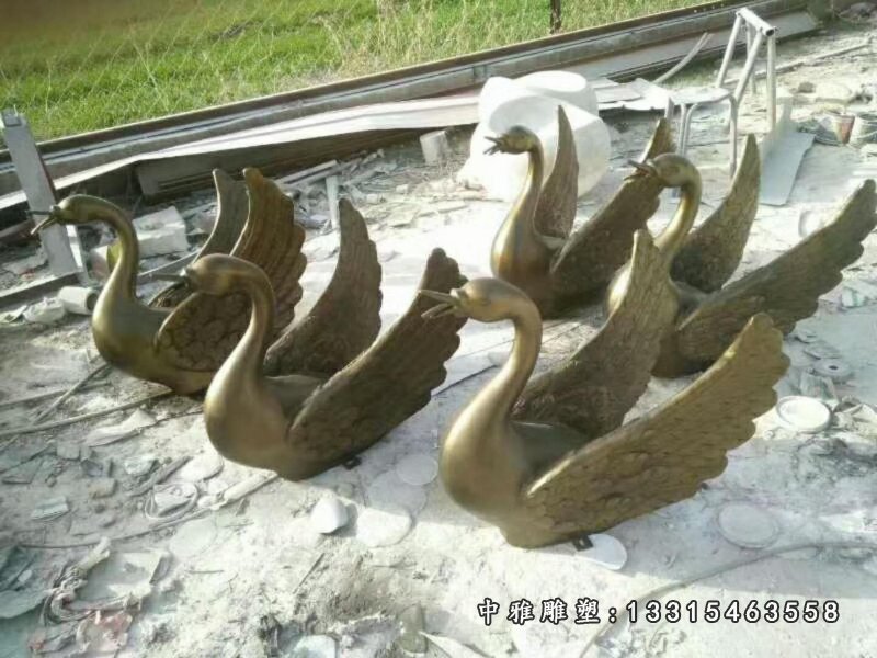 玻璃钢仿铜仙鹤喷泉雕塑，小区景观雕塑