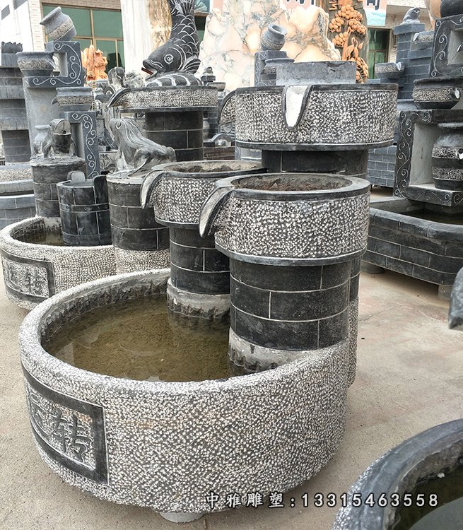 大理石磨豆浆   石雕小区景观摆件 (1)