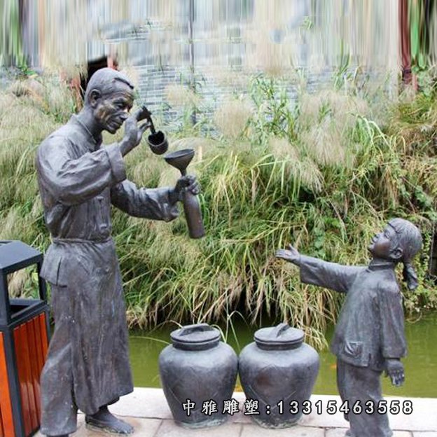 打油人物铜雕