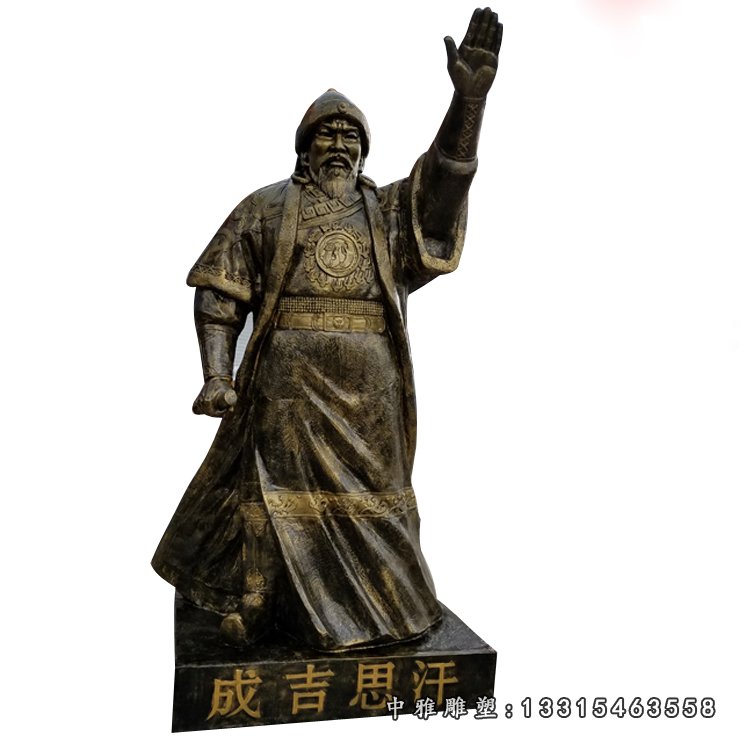 挥手的成吉思汗雕塑玻璃钢仿铜古代名人摆件 (4)
