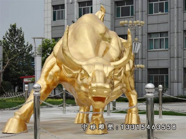 金牛雕塑,铸铜金牛雕塑,贴金铜牛