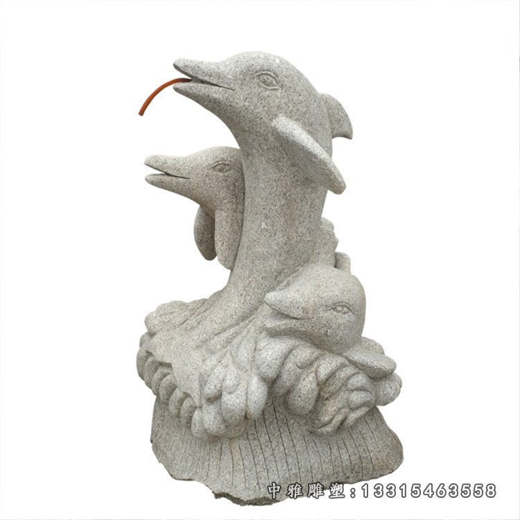 大理石鲸鱼 石雕公园动物摆件 (3)