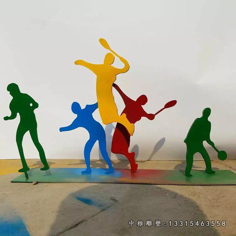 不锈钢打羽毛球雕塑,抽象人物不锈钢雕塑