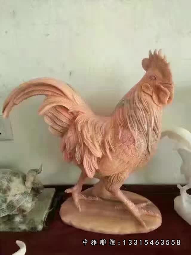 晚霞红公鸡动物雕塑