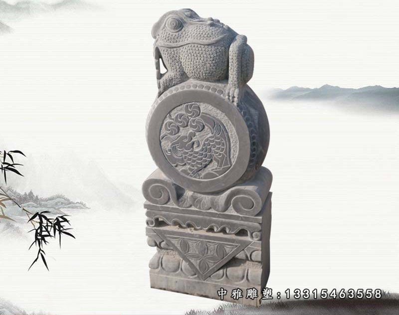 青石狮子抱鼓 石雕小区门口摆件 (2)