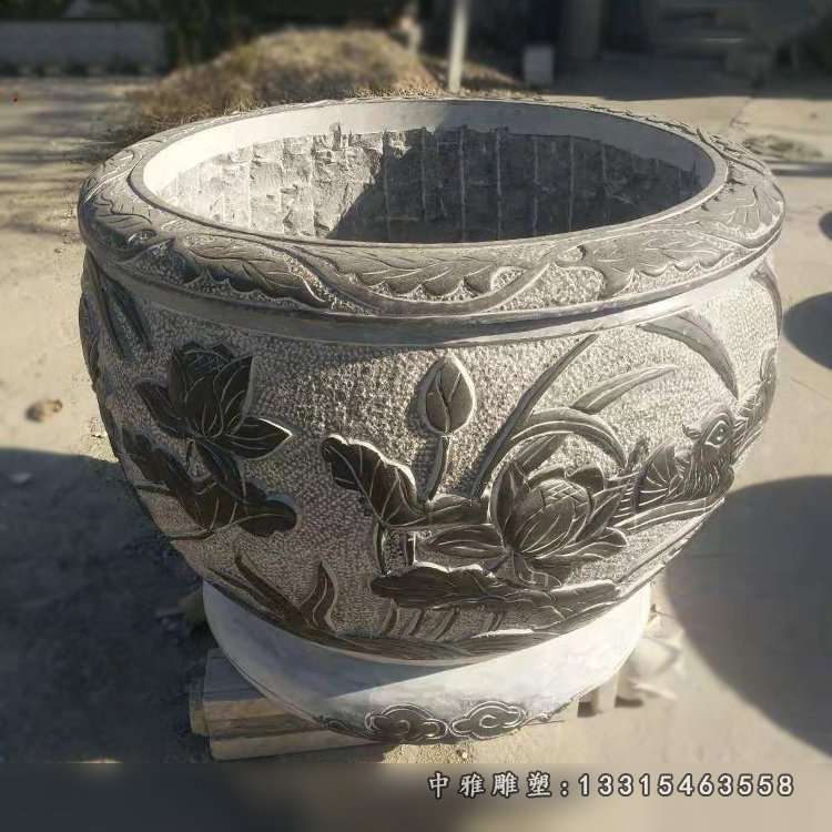 仿古荷花石浮雕,庭院景观石雕