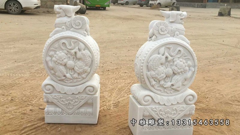 狮子抱鼓石墩 石雕抱鼓石墩