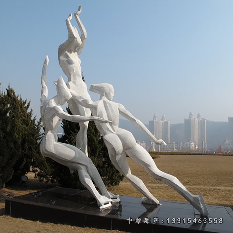 花样滑冰雕塑,不锈钢运动雕塑