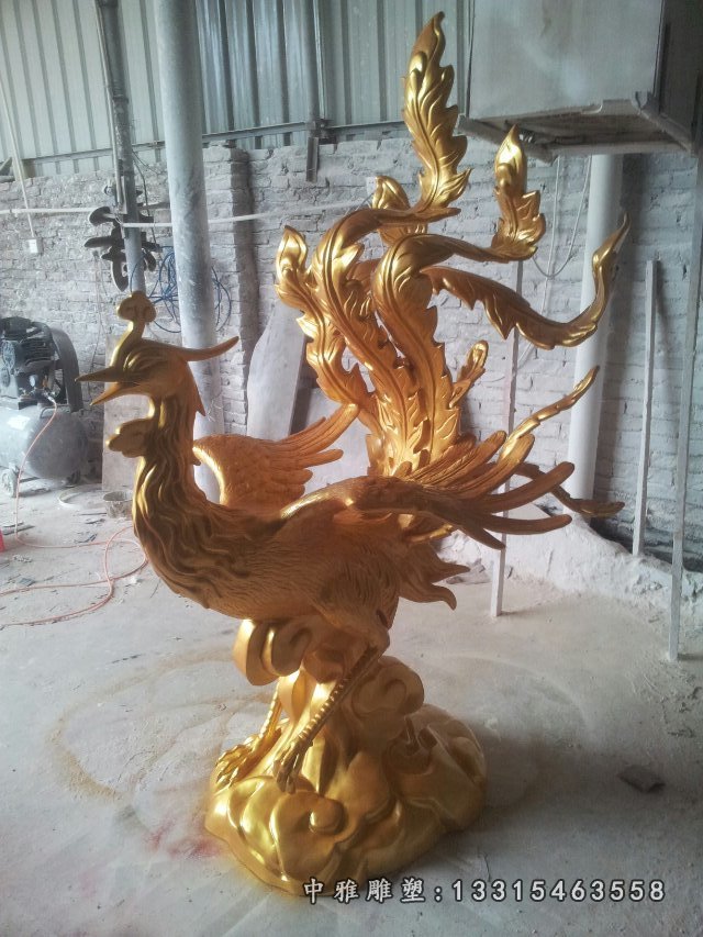 玻璃钢凤凰,玻璃钢仿铜动物雕塑 (5)
