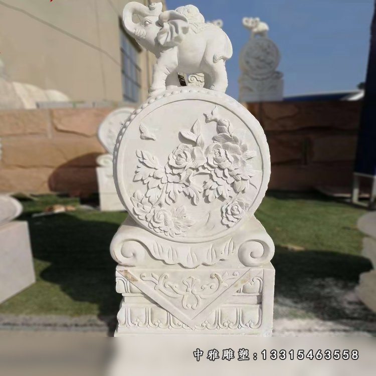 小象石雕门墩,大理石门墩 (2)
