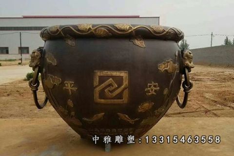铜雕圆形水缸雕塑