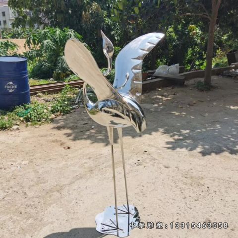 不锈钢动物火烈鸟雕塑